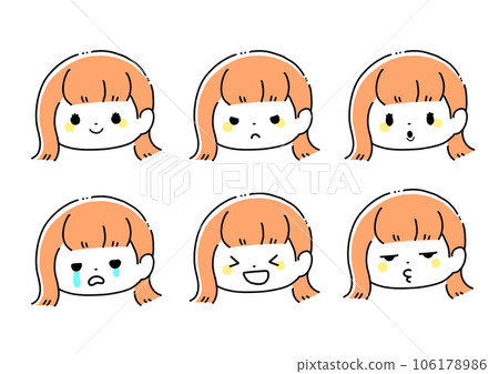 cute girl facial expression set cute girl facial expression set 106178986