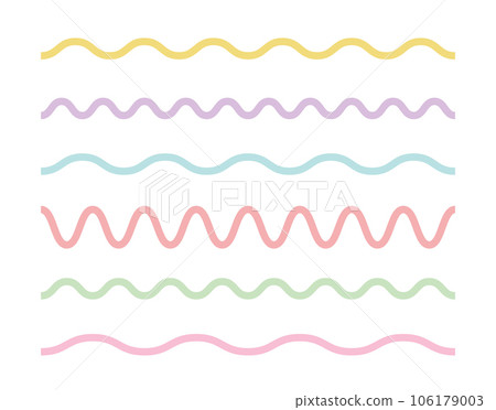 Wavy line set in white background. Simple childish outline design element. 106179003