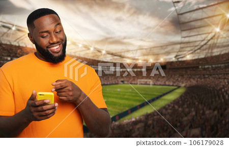 Watch a live sports event on your mobile device. Betting on football matches 106179028