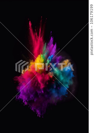 Spray can spraying colorful rainbow holi paint color. Generative AI. 106179199