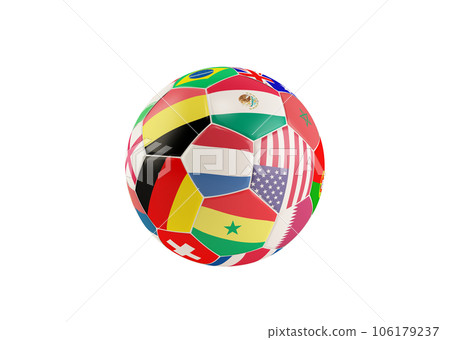 3d rendering of football soccerball with team national flags of qatar 2022 3d rendering of football soccerball with team national flags of qatar 2022 106179237