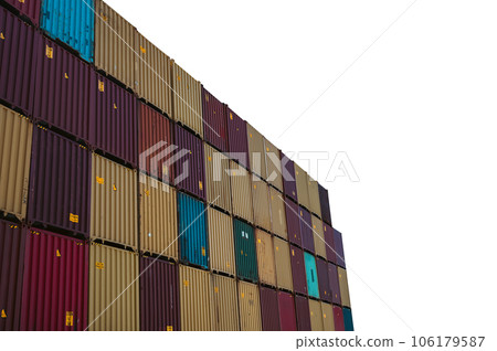 Cargo depot in the port ready for interntional shipment Cargo depot in the port ready for interntional shipment 106179587