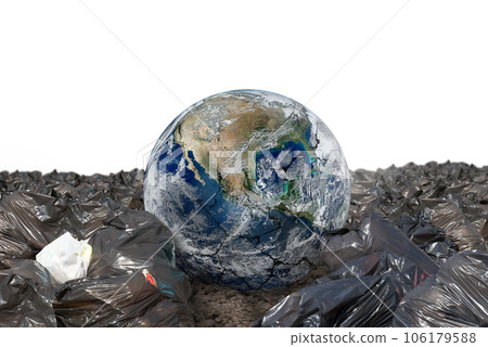 Plantet earth surrounded by undifferentiated trash. World provided by nasa Plantet earth surrounded by undifferentiated trash. World provided by nasa 106179588
