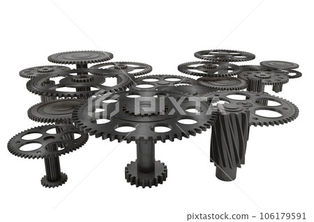 Pieces of gears. teamwork, partnership and integration concept. 3d rendering 106179591