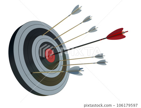 Target to hit, concept of aim for business success. 3d render Target to hit, concept of aim for business success. 3d render 106179597