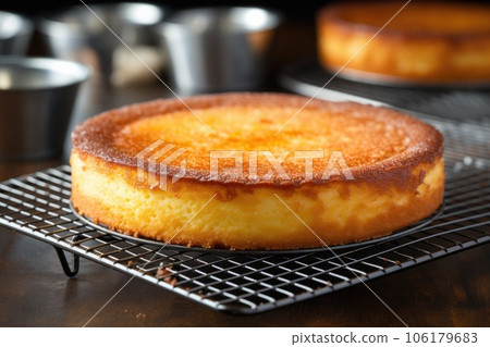 freshly baked cheesecake cooling on a rack freshly baked cheesecake cooling on a rack 106179683
