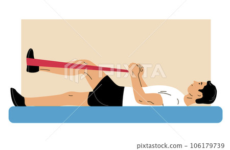 Man doing sport exercises elastic tourniquet Man doing sport exercises elastic tourniquet 106179739