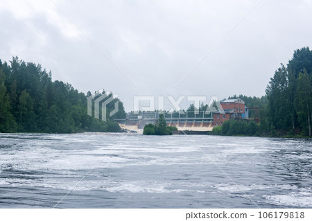 small hydroelectric power station on the northern river small hydroelectric power station on the northern river 106179818