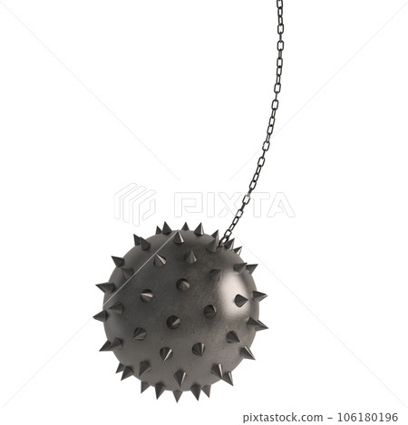 Iron ball with spikes. Concept of danger and obstacle. 3d rendering 106180196