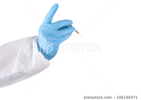 Doctor with syringe is ready to administer the vaccine against covid 19 Doctor with syringe is ready to administer the vaccine against covid 19 106180471