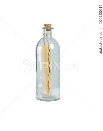 Old letter inside an isolated water bottle Old letter inside an isolated water bottle 106180615