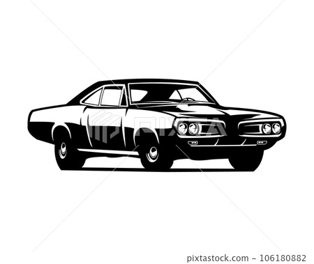 1969 dodge super bee car isolated on white background view from side. best for the car industry. logos, badges, emblems and icons. vector illustration available in eps 10. 1969 dodge super bee car isolated on white background view from side. best for the car industry. logos, badges, emblems and icons. vector illustration available in eps 10. 106180882