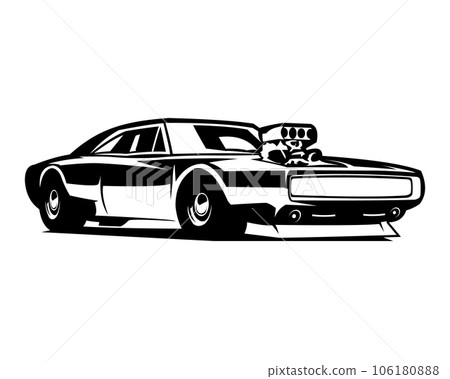 Old 1970s dodge charger isolated white background side view. Best for logos, badges, emblems, icons, available in eps 10. Old 1970s dodge charger isolated white background side view. Best for logos, badges, emblems, icons, available in eps 10. 106180888
