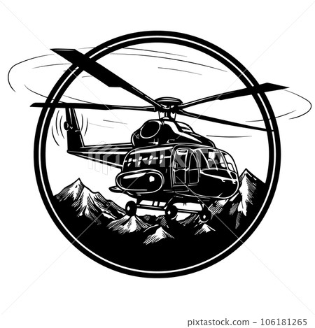 Helicopter over the mountains. Helicopter over the mountains. 106181265