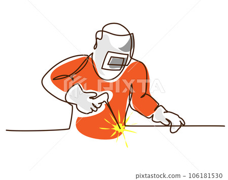 Welder using welding machine in construction project Welder using welding machine in construction project 106181530