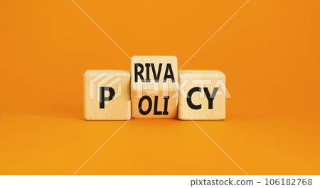 Privacy policy symbol. Concept words Privacy policy on wooden block on a beautiful orange table orange background. Business and privacy policy concept. Copy space. Privacy policy symbol. Concept words Privacy policy on wooden block on a beautiful orange table orange background. Business and privacy policy concept. Copy space. 106182768