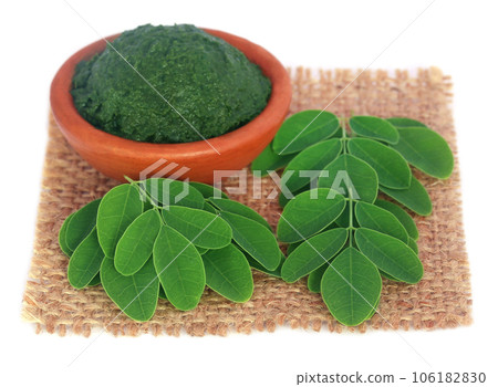 Edible moringa leaves with ground paste 106182830