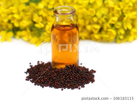 Mustard with oil and flower Mustard with oil and flower 106183115