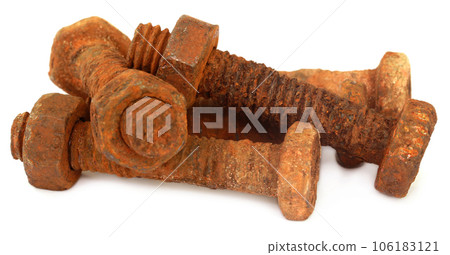 Rusty bolts with nuts 106183121