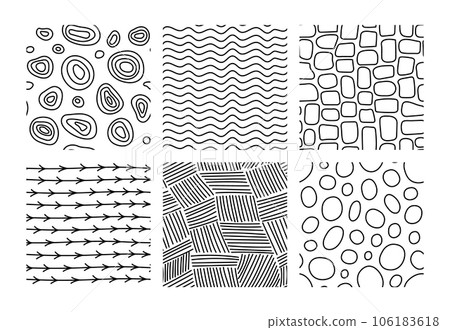Abstract doodle seamless patterns set. Abstract doodle seamless patterns set. 106183618