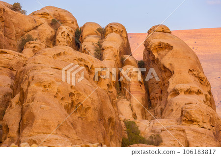 sandstone rocks in little petra Jordan 106183817
