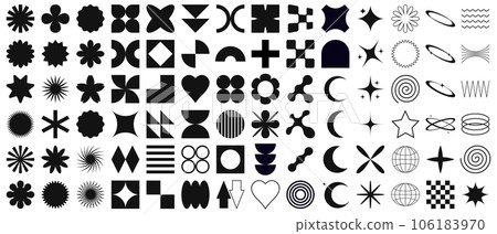 Big Vector Set Of Brutalist Geometric Shapes Trendy Abstract