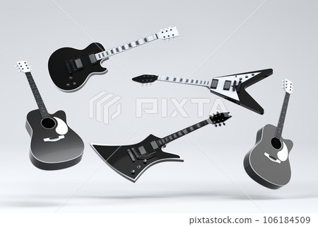Set of electric acoustic guitars isolated on white background. 106184509