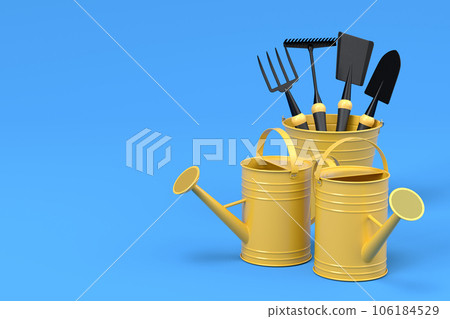 Shopping plastic basket for groceries with kraft paper bag on blue background. Shopping plastic basket for groceries with kraft paper bag on blue background. 106184529