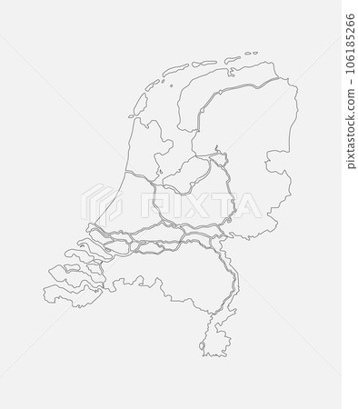 Vector outline map Netherlands, border country Vector outline map Netherlands, border country 106185266