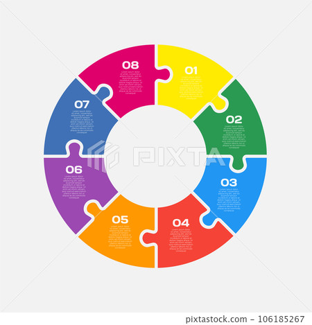 Diagram infographic for 8 steps, circle puzzle 106185267