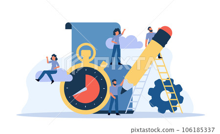 Business student plan work full time vector entrepreneurship service illustration. Agenda appointment assign course person. Meeting teamwork schedule office employee calendar. Organizer with clock 106185337