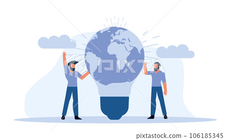 Energy Earth concept environment innovation light bulb idea. Vector save planet with people eco. Ecology illustration design nature background. Business world conservation power creative clean Energy Earth concept environment innovation light bulb idea. Vector save planet with people eco. Ecology illustration design nature background. Business world conservation power creative clean 106185345