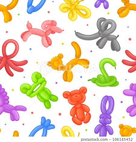 Twisted Balloon Animal Seamless Pattern Design Vector Template 106185452