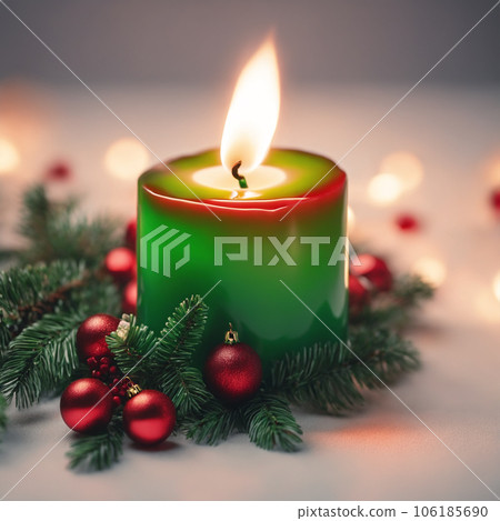 Christmas illustration with burning candle Christmas illustration with burning candle 106185690