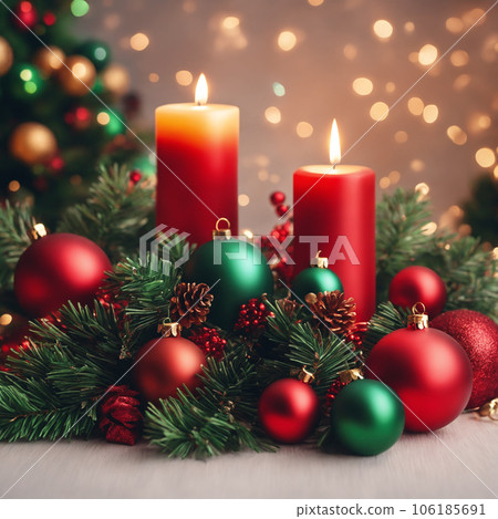 Christmas illustration with burning candles 106185691