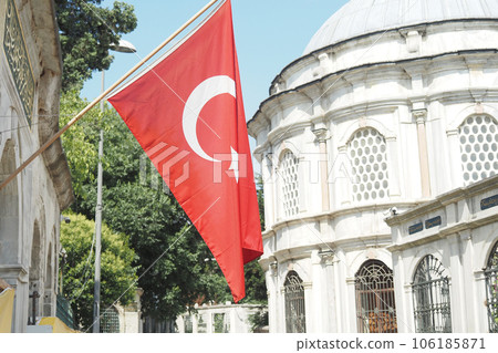 Low Angle View Of Turkish Flag Against Sky. 106185871