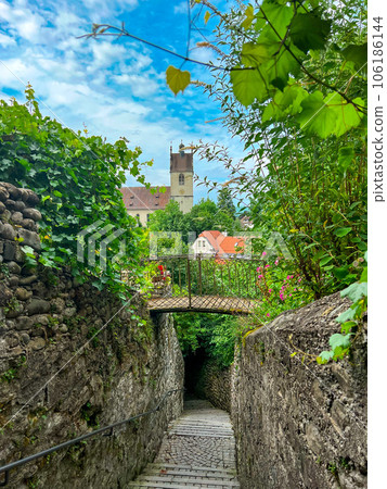 Narow arched street Meissnerstiege in Bregenz upper town - Oberstadt. High quality photo 106186144