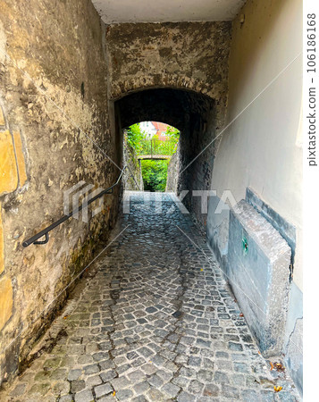 Narow arched street Meissnerstiege in Bregenz upper town - Oberstadt. High quality photo Narow arched street Meissnerstiege in Bregenz upper town - Oberstadt. High quality photo 106186168