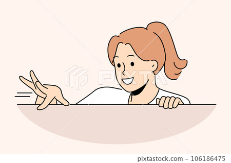 Clean woman checks presence of dust on surface after completing general cleaning in apartment Clean woman checks presence of dust on surface after completing general cleaning in apartment 106186475