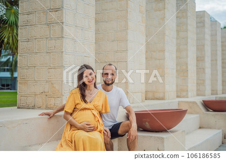 A loving couple in their 40s cherishing the miracle of childbirth in Mexico, embracing the journey of parenthood with joy and anticipation 106186585