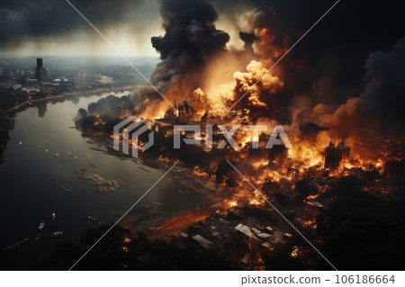 Collapsed cityscape, Generative AI AI image Collapsed cityscape, Generative AI AI image 106186664