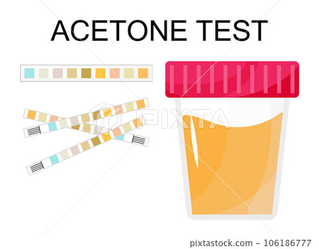 Acetone test vector set. Urine test stick icon. Dipstick test used to determine pathological changes. 106186777