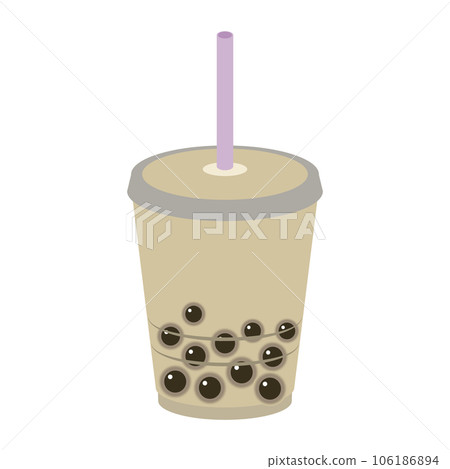 木薯奶茶的平面矢量圖解 106186894