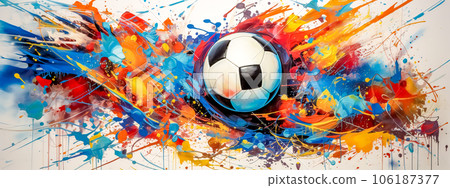 creative image soccer sport, football ball, art watercolors colorful banner  106187377