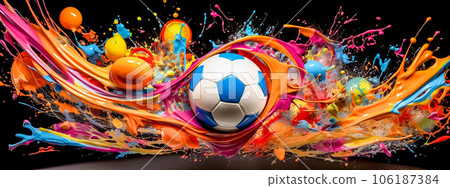 soccer sport, football ball, art watercolors colorful banner  106187384