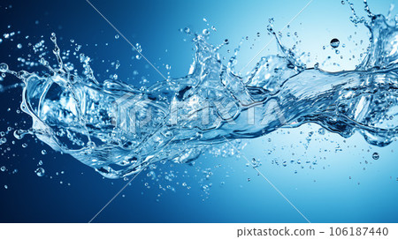 water splash on blue background - Generative AI 106187440