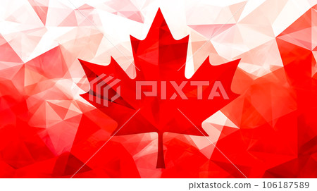 red maple leaf on red and white background, symbol of Canada 106187589