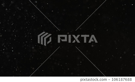 Snow background. Grain texture overlay. Night blizzard. Blur white round flakes particles flying on dark black copy space abstract texture. Snow background. Grain texture overlay. Night blizzard. Blur white round flakes particles flying on dark black copy space abstract texture. 106187688