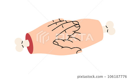 Bone handshake, agreement. October creepy holiday, Halloween party. Vector illustration. 106187776