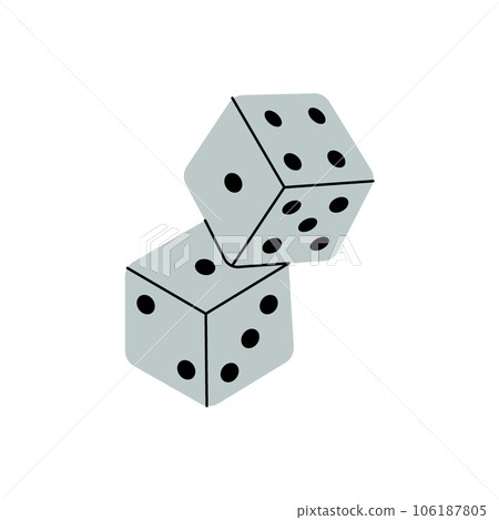 Two dice. Dice cube, casino game. Vector illustration. 106187805